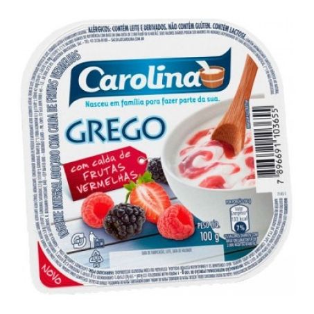 Iogurte Carolina Grego Frutas Vermelhas Pote 100G