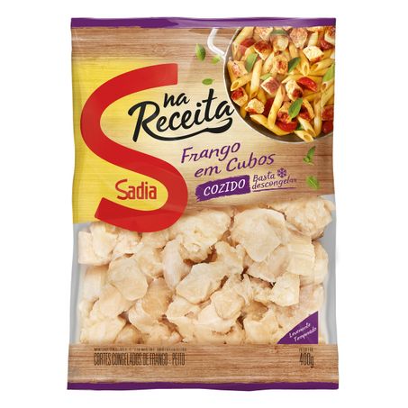 Peito de frango cozido congelado em cubos sadia na receita