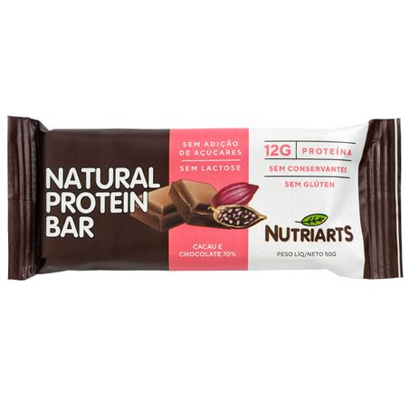 NATURAL PROTEIN BAR NUTRIARTS 50GR CACAU E CHOCOLATE 70%