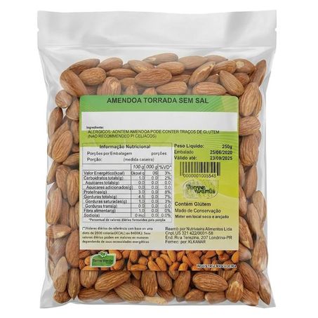 AMENDOA TORRADA SEM SAL 250G