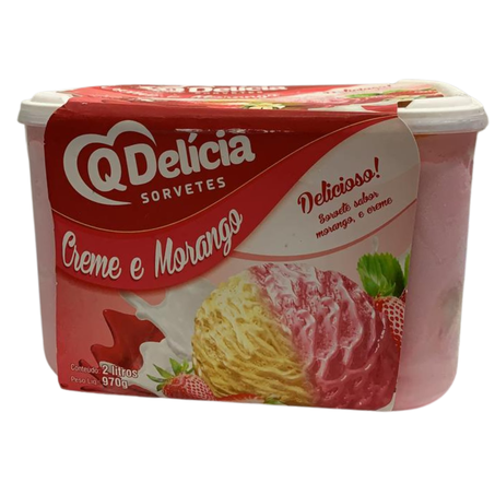 Sorvete qdelicia 2l creme morango