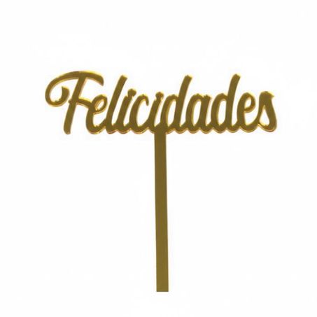TOPO DE BOLO FELICIDADES DOURADO 10X16CM