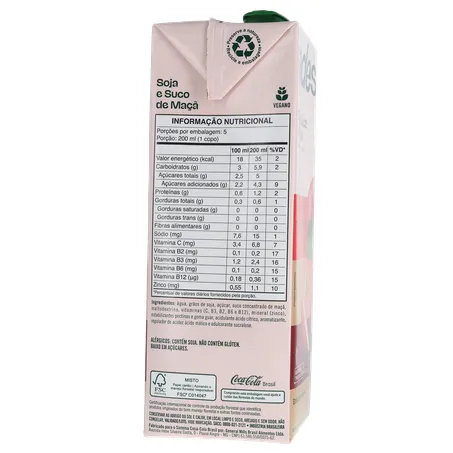 Bebida Base Soja Ades Frutas Maça 1l 360-28