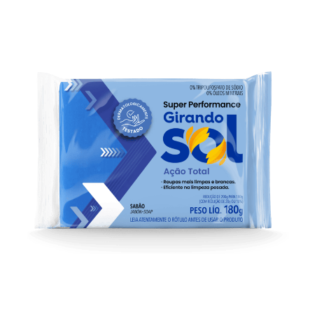 Sabao barra girando sol azul 180g