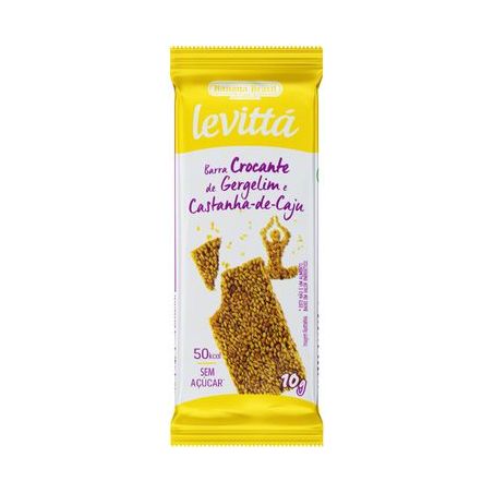 Barra Crocante Gergelim E Castanha-de-caju Zero Açúcar Levittá Pacote 10G