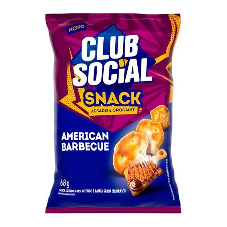 Biscoito club social snack barbecue 68g