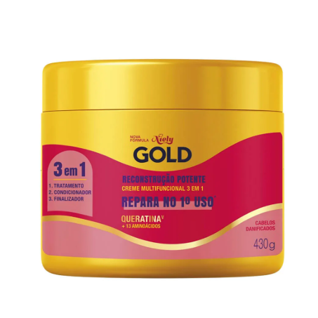 Mascara Capilar Niely Gold 430g Reconstrucao Potente