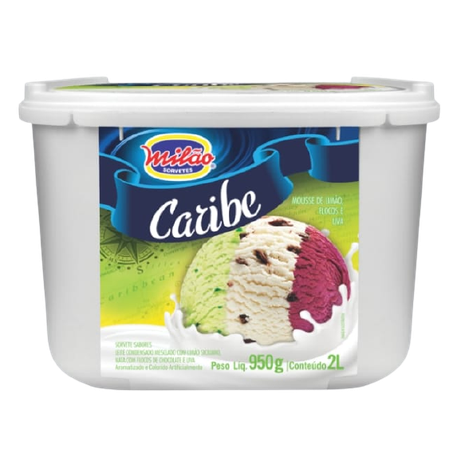 SORVETE MILÃO CARIBE(MOUSSE LIMÃO/FLOCOS/UVA) 2L