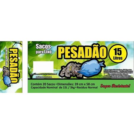 SACO LIXO PESADÃO 15 LITROS
