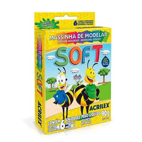 Escolar massa modelar acrilex soft 90g 6un