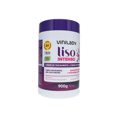 Creme de Tratamento + Creme de Pentear Vinilady Liso Intenso Pote 900gr 360-34