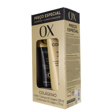 Kit Shampoo 200ml + Condicionador 170ml Ox Colágeno Caixa 370ml 360-4