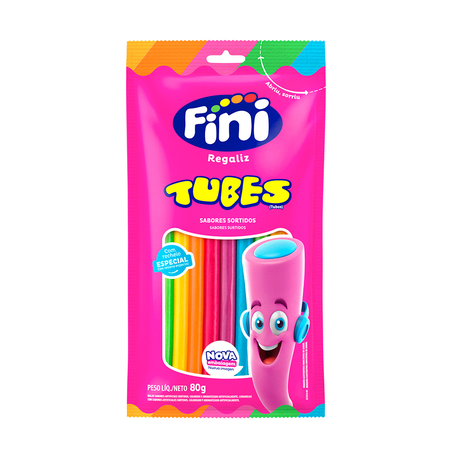 Bala Fini Tubinho Arco Iris Pacote 80G