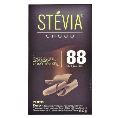 BARRA CHOCOLATE 88% CACAU STEVIA 80G