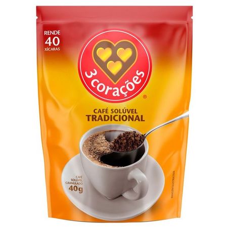 Café Solúvel Granulado 3corações Tradicional Sachê 40gr
