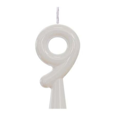 Vela Aniversário Alegria Tubular Lisa N.9 Branco