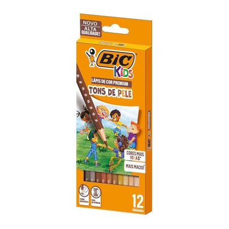 LAPIS COR SEXTAVADO BIC KIDS TONS DE PELE 12 COR. REF: 301087