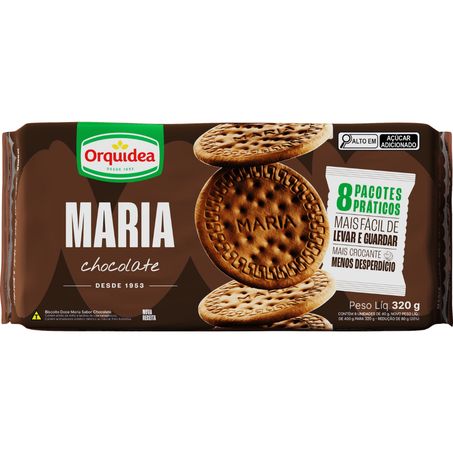 Biscoito orquidea 320g maria chocolate (08 pc praticos de 40g)