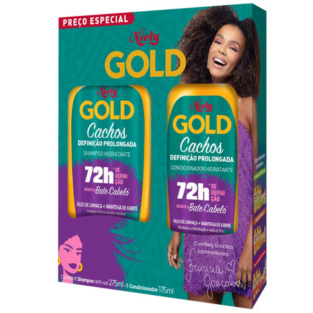 Kit niely gold shampoo 275ml+condicionador 175ml cachos definidos