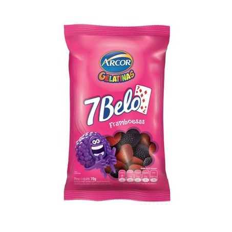 Bala gelatina 7 belo framboesa arcor 70g