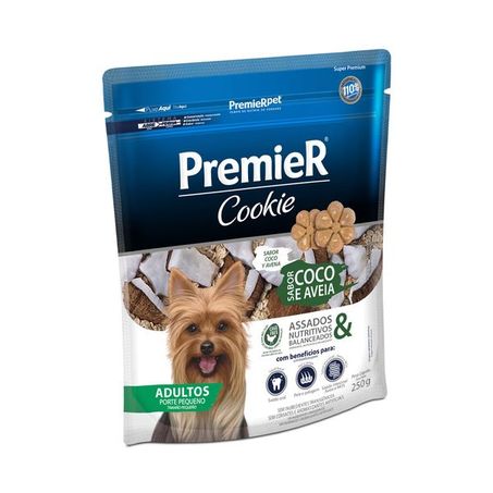Biscoito Premier Cookie para Cães Adultos de Pequeno Porte Sabor Coco e Aveia 250Gr