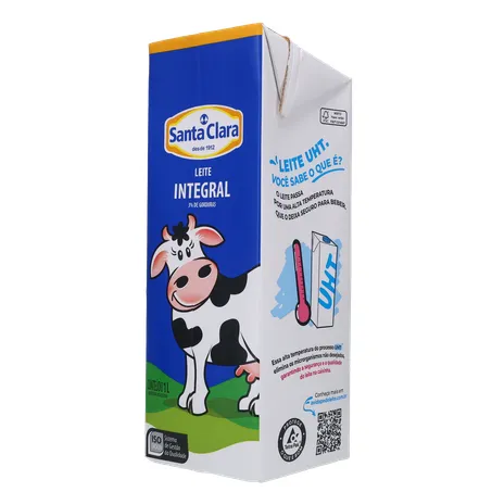 Leite UHT Integral Santa Clara Caixa com Tampa 1lt 360-22