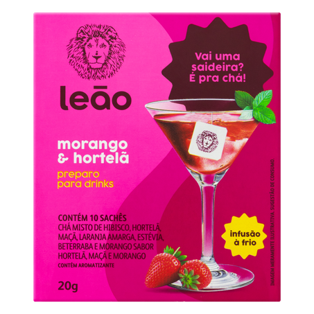 Cha mate leao drinks morango hortela 20g