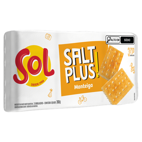 Biscoito salt plus manteiga sol 360g