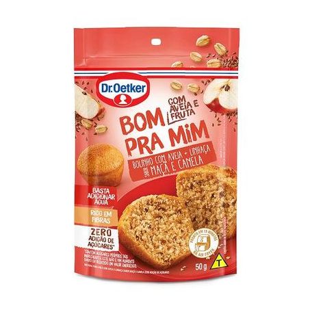 MISTURA PARA BOLO DR. OETKER BOM PRA MIM AVEIA+LINHAÇA, MAÇÃ E CANELA ZERO AÇÚCAR SACHÊ 50G