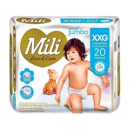 FRALDA DESCARTÁVEL INFANTIL MILI LOVE & CARE XXG