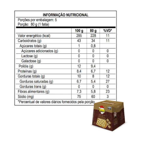 PANETTONE LOWÇÚCAR FRUTAS ZERO AÇÚCAR/LACTOSE 400G 360-2