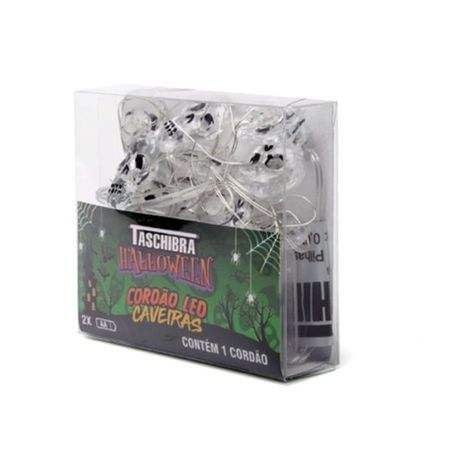 Cordao taschi led 10 caveiras 2xaa