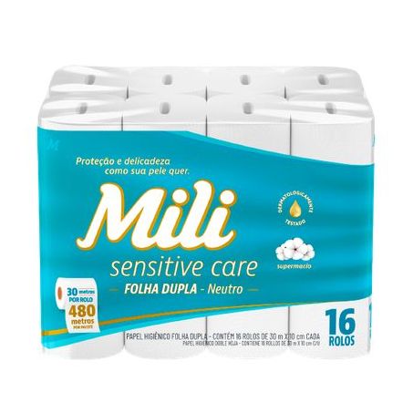 Papel Higiênico Mili Dual Slim Folha Dupla Pacote 16 Rolos 30m X 10 Cm Leve 16 Pague 15