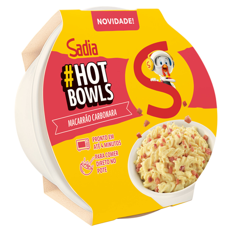 Macarrão carbonara c/bacon hot bowls sadia 300g