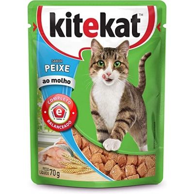Ração gato peixe/molho kitekat 70g