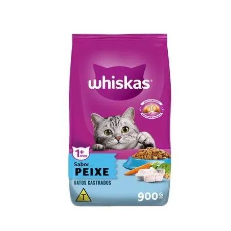 Racao gato whiskas 900g castrados peixe