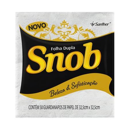 Guardanapo de Papel Snob Gala Grande Folha Dupla 32,5x32,5cm Embalagem 50UN