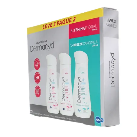 KIT SABONETE ÍNTIMO LÍQUIDO DERMACYD BREEZE CAMOMILA 200ML + 2 UNIDADE FEMININA FLORAL 200ML LEVE 3 PAGUE 2 360-5