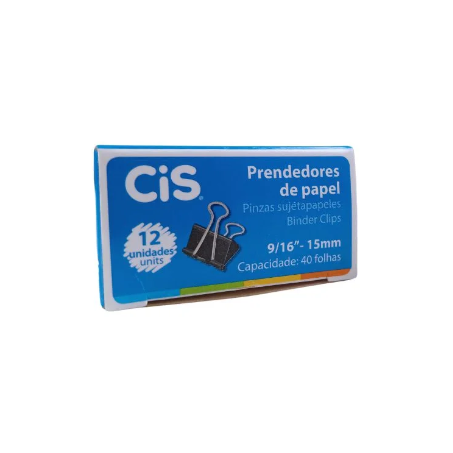 PRENDEDOR DE PAPEL GRAMPOMOL BINDER 15MM CIS C/12UN