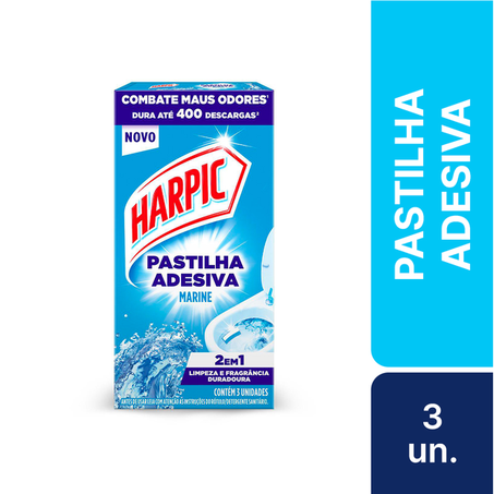 PASTILHA SANITÁRIA ADESIVA HARPIC MARINE 3 UNID