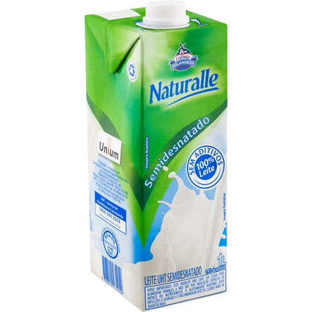 Leite Castrolanda Naturalle UHT 1 Litro - Semidesnatado - TP