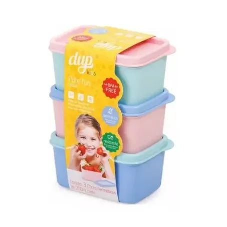 Conjunto Pote Dup Hermetico 250ml Kids 3pçs Color