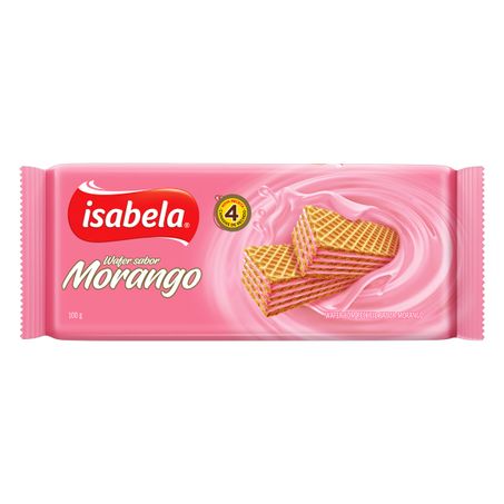 Biscoito wafer recheio morango isabela