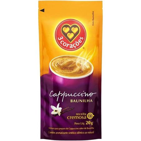 Café 3 corações cappuccino baunilha sachê 20g