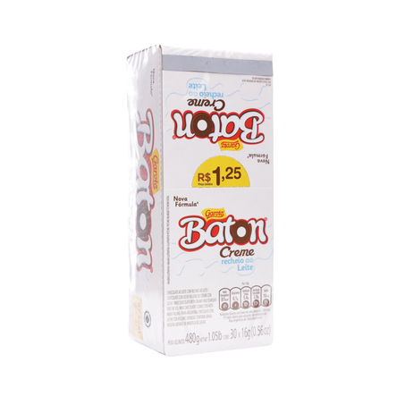 Choc baton garoto creme rech leite 30un 360-56
