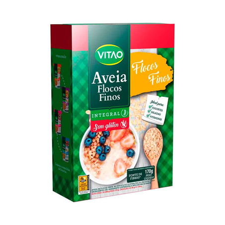 Aveia Vitão Sem Glúten Flocos Finos Caixa 170G