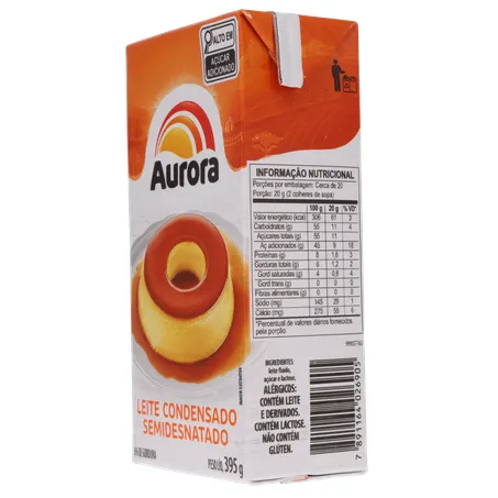 Leite cond aurora semidesn. 395g 360-6