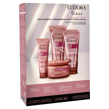 Kit Eudora Siàge Shampoo 250Ml  Condicionador 125Ml  Leave-in 30Ml Nutri Rosé Preço Especial