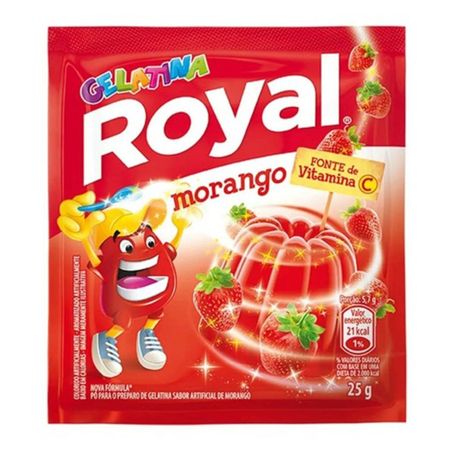 Gelatina em pó royal sabor morango pacote 25g
