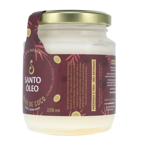 Óleo de Coco Santo Óleo Extra Virgem  Pote de Vidro 200ml 360-5